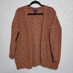 Daytrip‎ Womens Brown Open Knit Cardigan Sweater Size XS Slouchy Oversized Boho